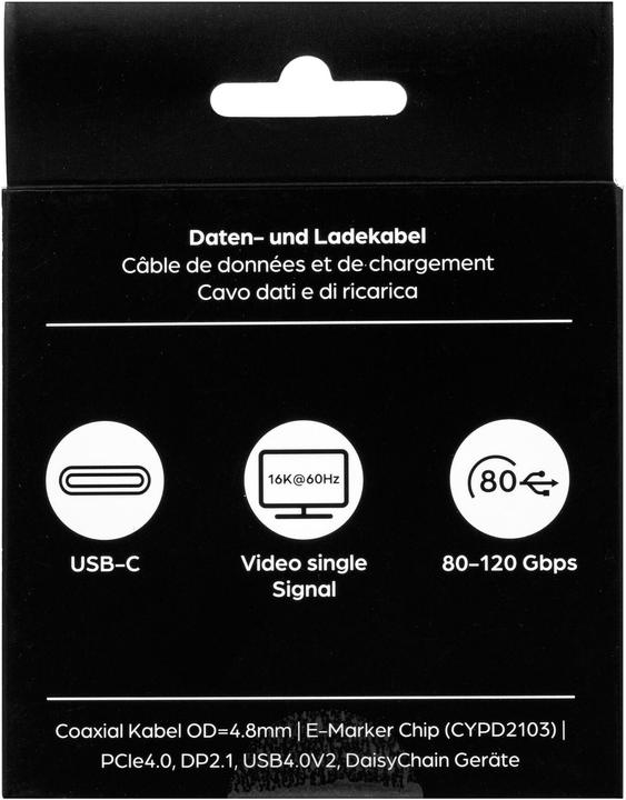 Produktbild Onit Thunderbolt-5-Kabel USB C - USB C 0.5 m, Grau/Schwarz (0.50 m, USB 4.0, 240 W)