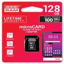 Actual product image Goodram M1AA-1280R12 - 128 GB - MicroSDXC - Class 10 - UHS-I - 100 MB/s - 10 MB/s (128 GB, microSDXC, U1, UHS-I)