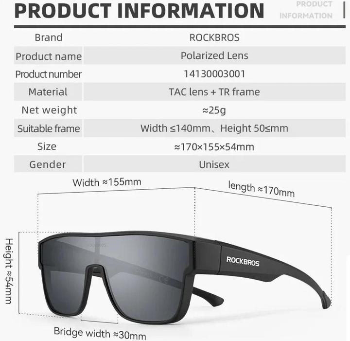 Produktbild Rockbros SP304 polarisierende Fahrradbrille – Grau (Grau, Grau)