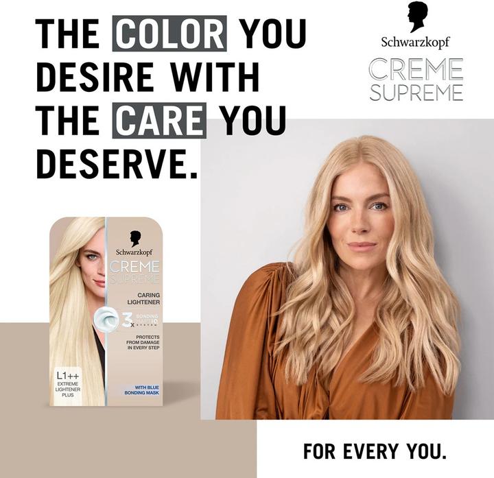 Actual product image Palette Schwarzkopf Creme Supreme Hair Color Shade Lightener L1 (Lightener L1++)