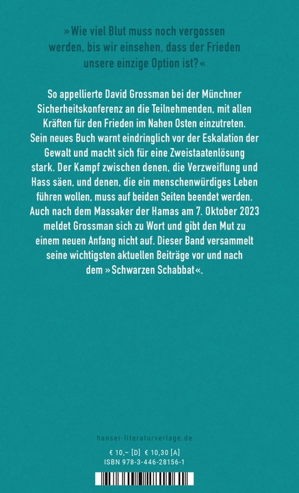 Immagine prodotto Frieden ist die einzige Option (Tedesco, David Grossman, 2024)