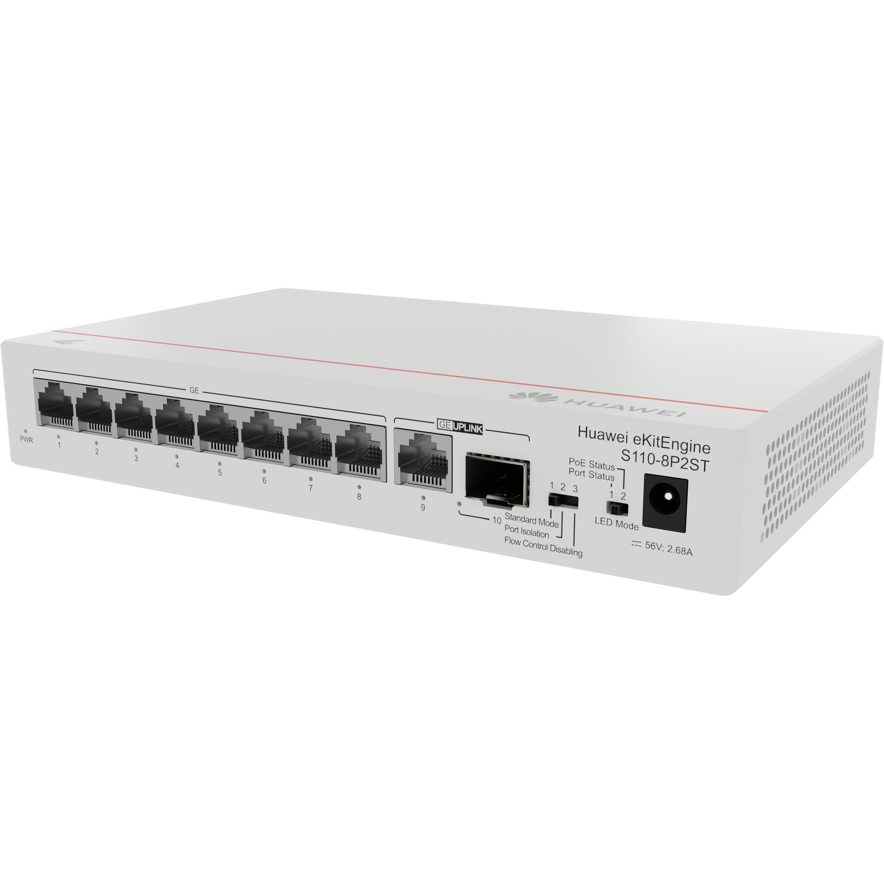 Huawei Ekit Switch S110-8P2ST (10 Ports), Netzwerk Switch, Grau
