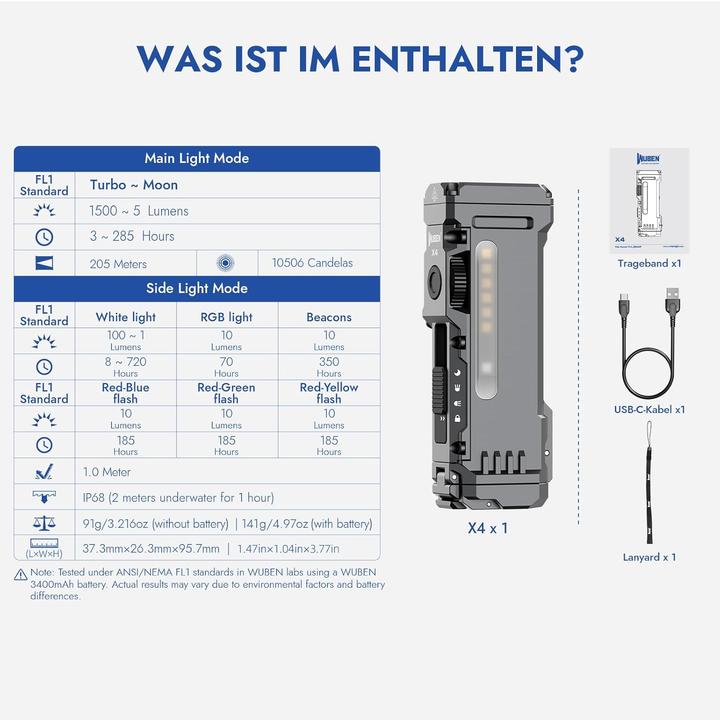 Produktbild Wuben X4 (3.73 cm, 1500 lm)