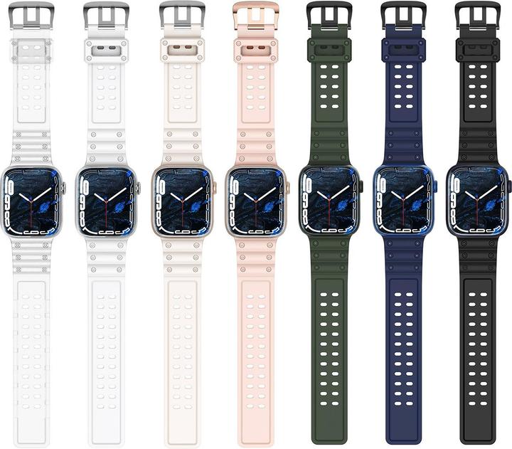 Produktbild Hurtel Strap Triple Protection Strap für Apple Watch SE, 8, 7, 6, 5, 4, 3, 2, 1 (41, 40, 38 mm) Band Armban (41 mm, Edelstahl, TPU)