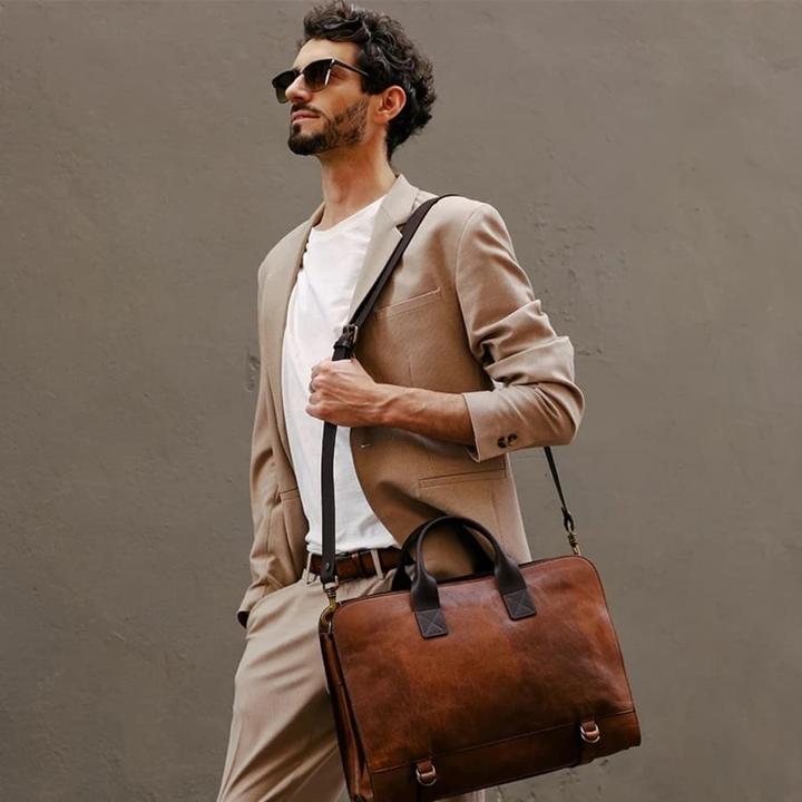 Image du produit Only-Bags.Store Porte-documents en cuir véritable, sacoche en cuir Messenger