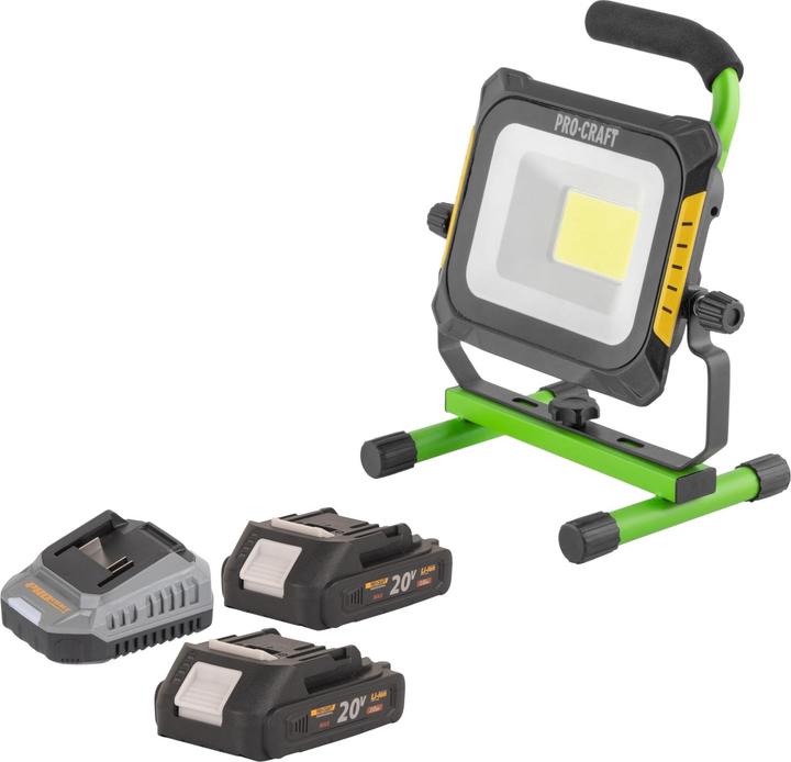 Produktbild Procraft LP20 Akku LED Strahler 20 V IP 20 + 2x Akku 2,0 Ah + Ladegerät