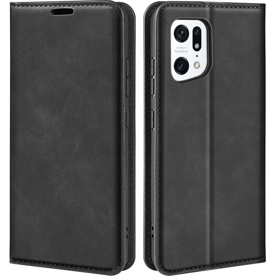 Cover-Discount OPPO Find X5 - Stand Flip Case Hülle schwarz (Oppo Find X5), Smartphone Hülle, Schwarz
