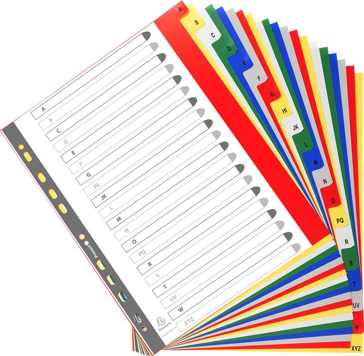 Image du produit Exacompta Intercalaires imprimés alphabétique PP couleurs 12/100e - 20 positions - A4+ - Assorties vives
