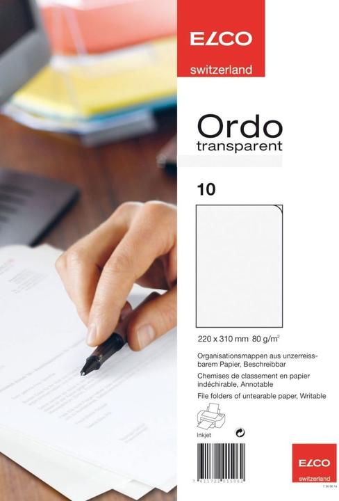 Elco 10 Ordo trasparente DIN A4 bianco liscio 80 gsm (A4, 10 x)