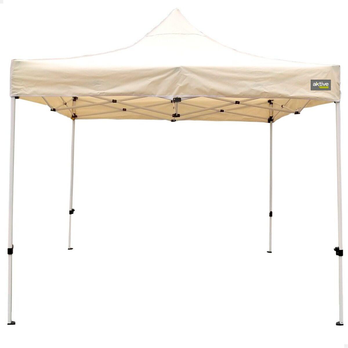 Aktive, Pavillon, Gartenlaube Biegsam Einstellbare Höhe Stahl Polyester 420D Oxford Creme 300 x 320 x 300 cm (320 cm, 30...