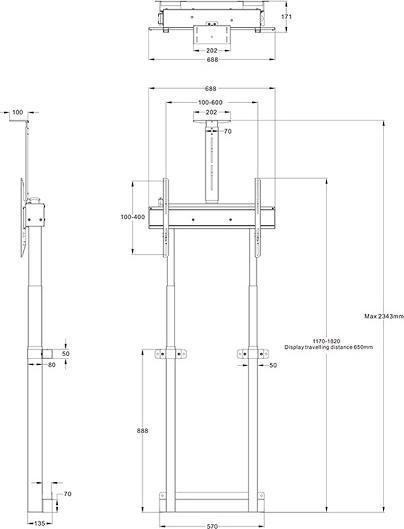 Image du produit Multibrackets Pied électr., -90", max 90 kg, blanc (90 kg, 32" - 90")