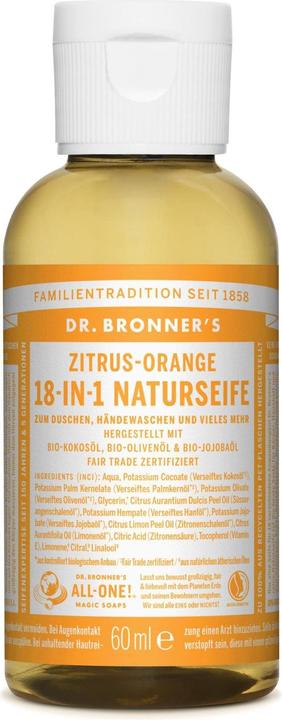 Image du produit Dr. Bronner's Agrumes-Orange 18-en-1 (Savon liquide, 60 ml)