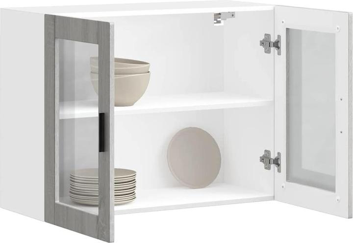 Image du produit VidaXL Armoire suspendue de cuisine avec porte en verre Porto Gris Sonoma Armoire murale de cuisine (80 x 31 x 60 cm)