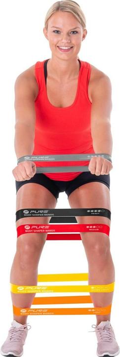 Actual product image Pure resistance band set of 5 Black, Grey, Orange, Red, Yellow, Foam, Rubber (0.30 m, Extra strength, Medium, Easy, Strong, Extra Light)
