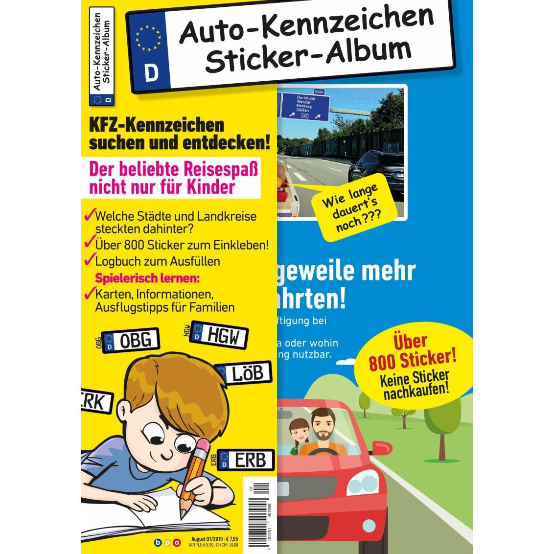 Nova MD, Sticker, Kinder-Reisespiel KFZ-Kennzeichen Sticker-Sammelalbum fürs Handgepäck, Mitmachbuch für die Feri
