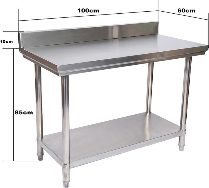 Immagine prodotto Wiltec Edelstahl Arbeitstisch Gastro Edelstahltisch mit Aufkantung 100x60x85cm