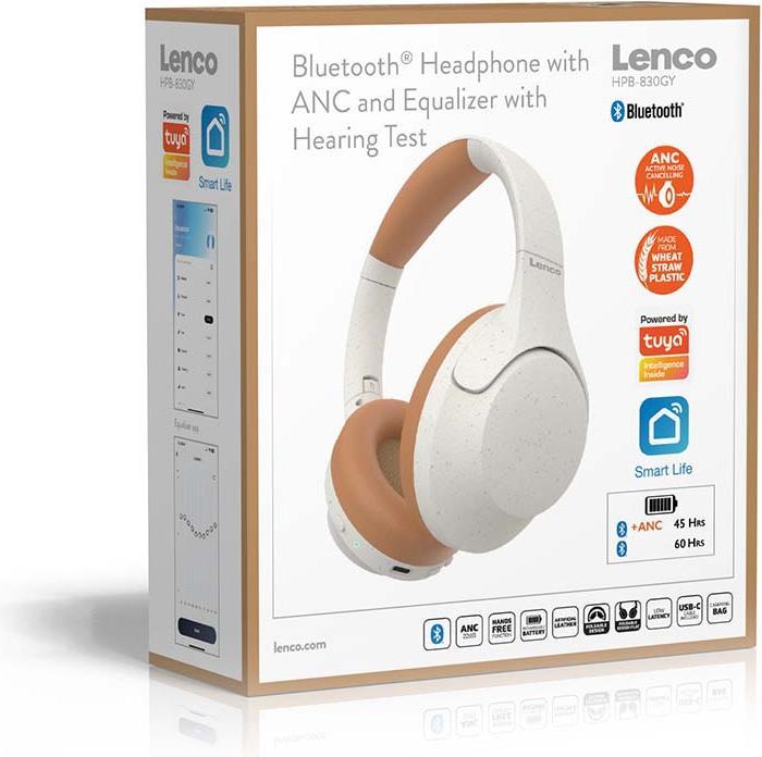Produktbild Lenco Bluetooth Kopfhörer HPB-830GY grau ANC, APK (Aktive Geräuschunterdrückung, 60 h, Kabellos)