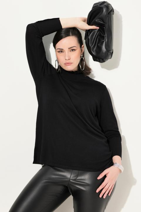 Image du produit Ulla Popken Pull à col montant frisé et manches longues, boutons (58)