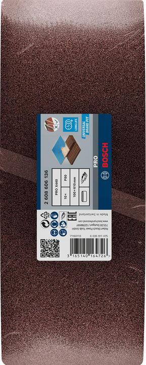 Image du produit Bosch Professional Zubehör PRO X440 bande abrasive, 100 x 610 mm, G80 (80)