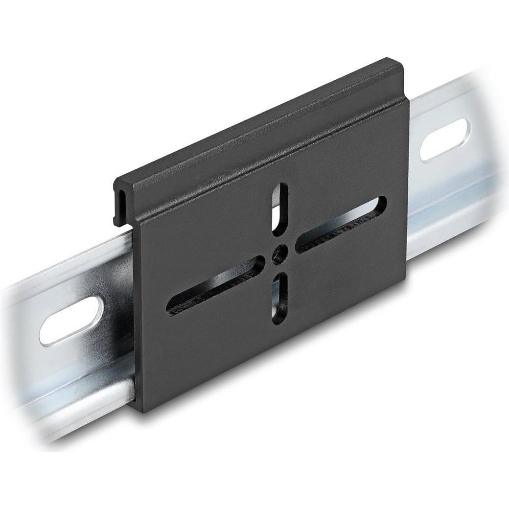 Delock Aluminium Montageclip für Hutschiene 70,0 x 47,8 mm s, Serverschrank Zubehör, Schwarz