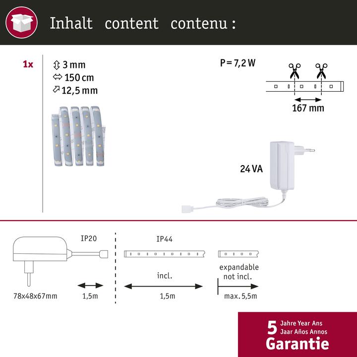 Actual product image Paulmann MaxLED 250 Stripe Set (Warm white, 150 cm, Indoor)