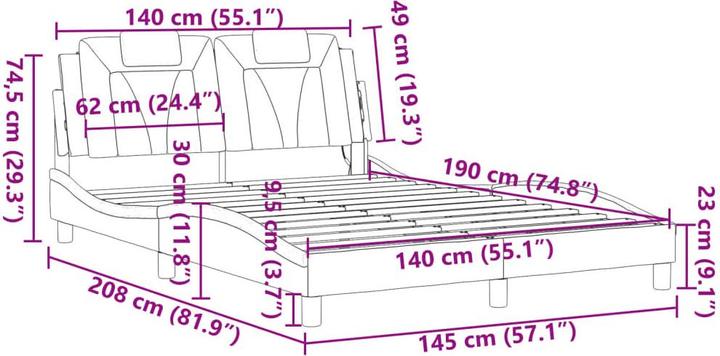 Actual product image vidaXL Bettgestell (140 x 190 cm)