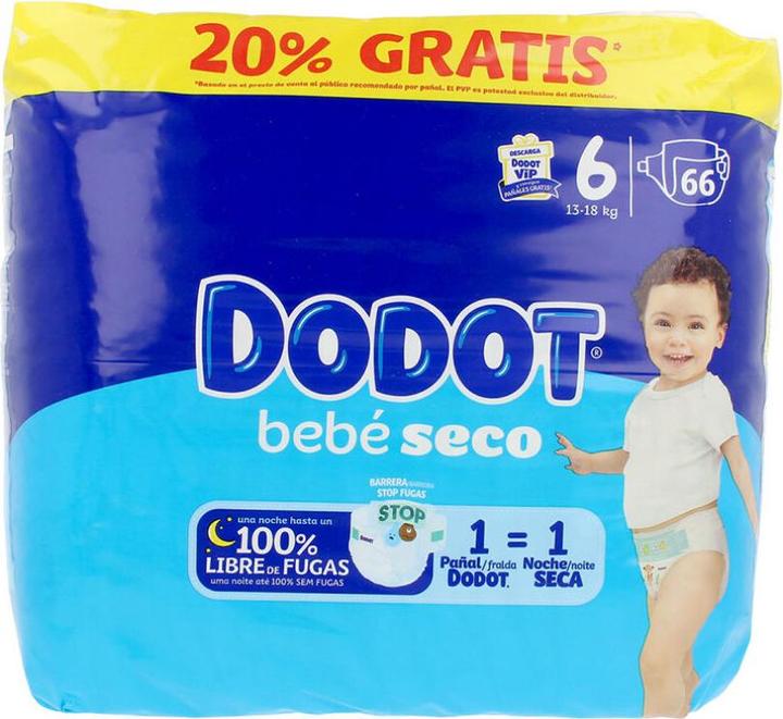 Immagine prodotto Dodot Pannolini Bebè Seco (Dimensione 6, 66 Pezzo/i)