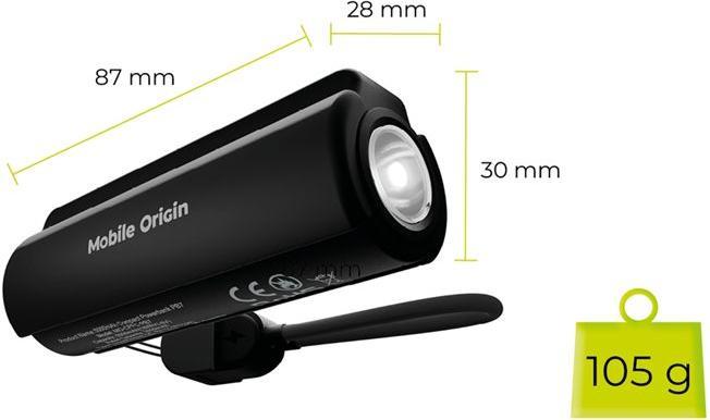 Image du produit Mobile Origin 5000mAh Compact PowerBank PB7 with Flashlight and USB-C Cable (5000 mAh)