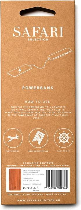 Image du produit Safari Selection Powerbank WOODCHARGER rouge carmin