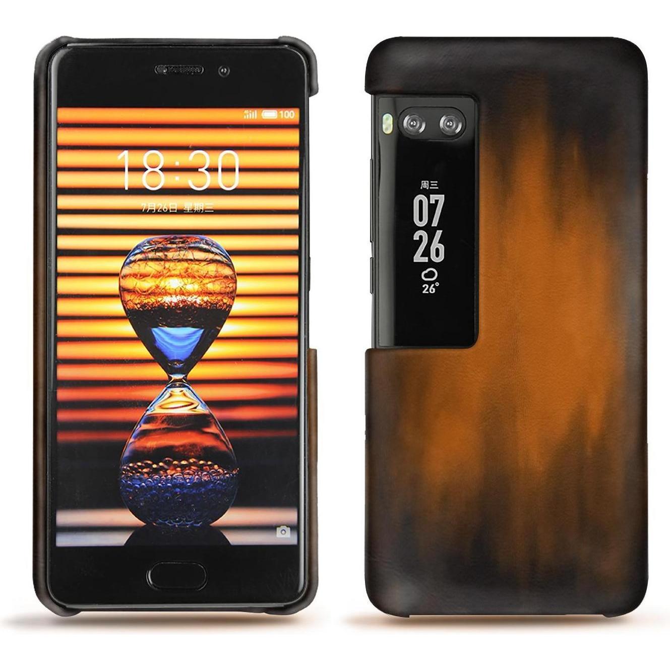 Noreve Lederschutzhülle (Meizu Pro 7 Plus), Smartphone Hülle, Braun