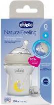 Actual product image Chicco Baby Bottle NATURAL FEELING Glass Teat Silicone Slow Flow UNI 0m+ (150 ml)