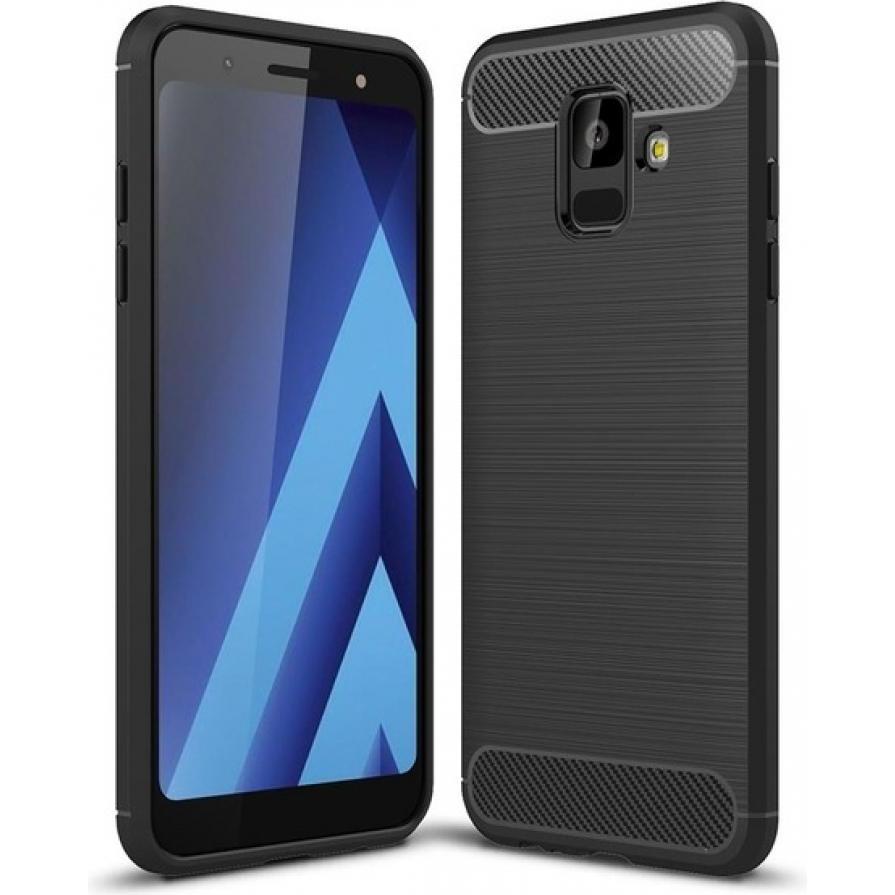 Thumbnail - Screenguard Samsung Galaxy A6 2018 Hülle Carbon Brushed Soft TPU (Samsung Galaxy J6 (2018)), Smartphone Hülle, Schwarz