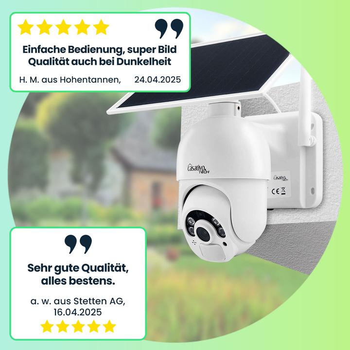 Produktbild Casativo Pan-Tilt Überwachungskamera mit Full-HD, Akku&Solarpanel (1920 x 1080 Pixels)