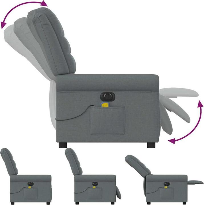 Produktbild vidaXL Massagesessel Elektrisch Dunkelgrau Stoff