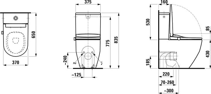 Produktbild Laufen Cleanet Pro Combiné WC au sol, WC douche à poser avec télécommande, sans rebord, à fond creux