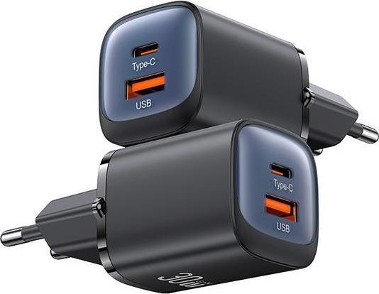 Actual product image Usams Ład. siec. CC254 30W GaN USB-C/USB-A Fast Charging HC Series czarny/black CC254TC01 (30 W)