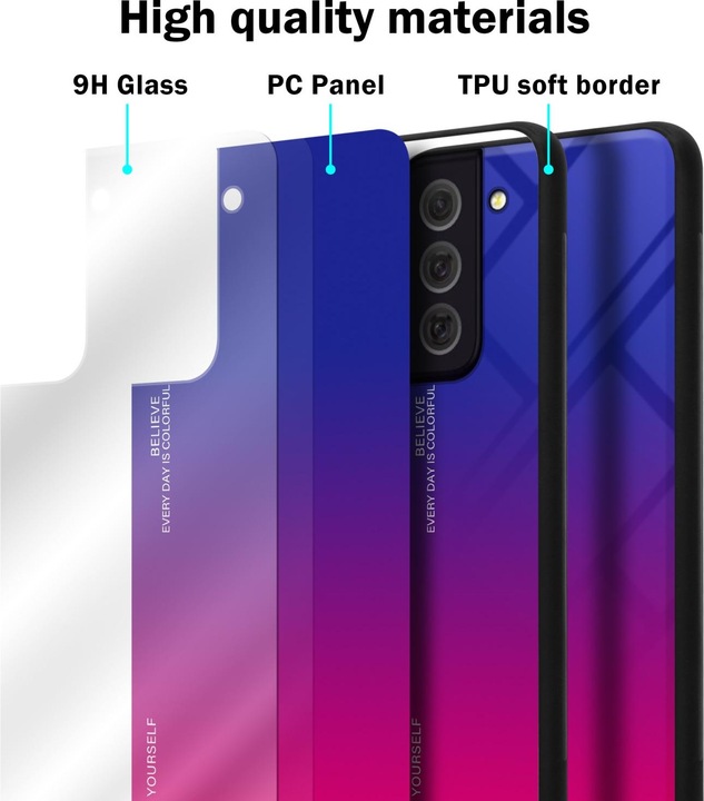 Productafbeelding Cadorabo TPU 2 Kleuren Glazen Hoesje (Samsung Galaxy S22+)