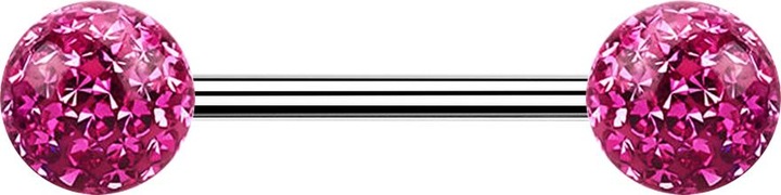 Image du produit Star Piercing Micro Barbell argent avec deux boules roses Protection époxy (sans laiton, Acier chirurgical 316L)