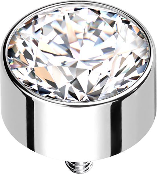 Immagine prodotto Star Piercing Cilindro di ancoraggio dermico in argento alto con cristallo d'argento (senza ottone, Titanio)