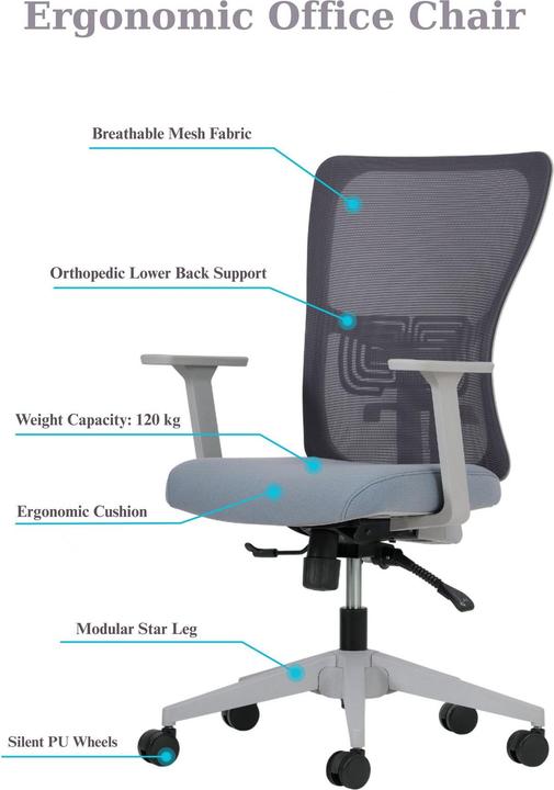 Image du produit Kalune Design Lumbar 108 Grey Office Chair Set 2 Pieces