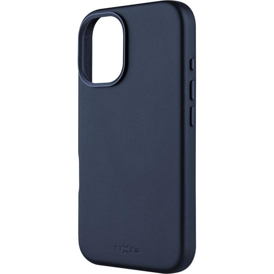 Fixed Fixiertes MagLeather Rückseite Apfel iPhone 16 Leder Blau (Apple iPhone 16), Smartphone Hülle, Blau