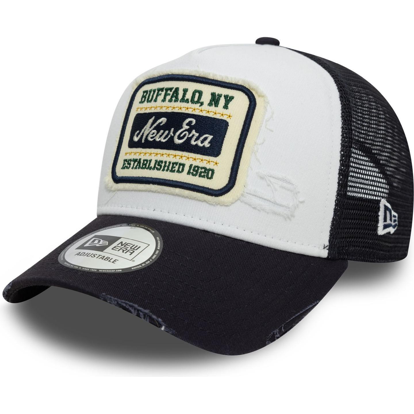 New Era, Herren, Cap, Distress Vintage Mesh Trucker Cap - BRAND PATCH, Weiss, (One Size)