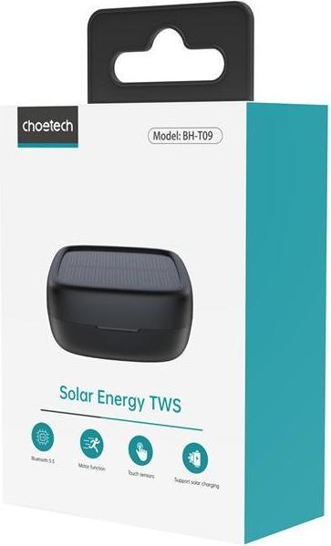 Actual product image Choetech TWS Bluetooth Headphones SOLAR -Black (6 h, Wireless)