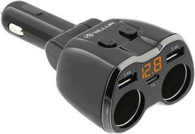 Produktbild Tellur 2 Sockets cigarette lighter splitter, 2xUSB, Type-C