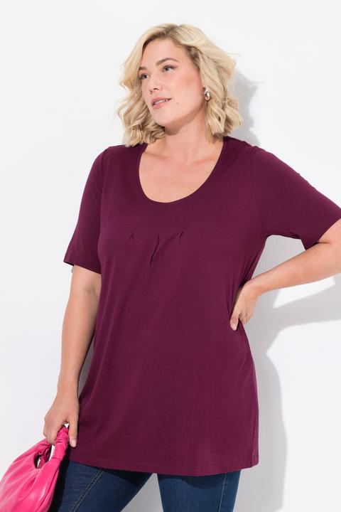 Produktbild Ulla Popken T-Shirt, Zierfalten, A-Linie, Rundhals, Halbarm, Modal (42, 44)