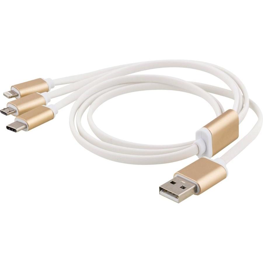 Thumbnail - Deltaco USB-MULTI10 USB Kabel 1 m USB A USB C Gold (1 m), USB Kabel