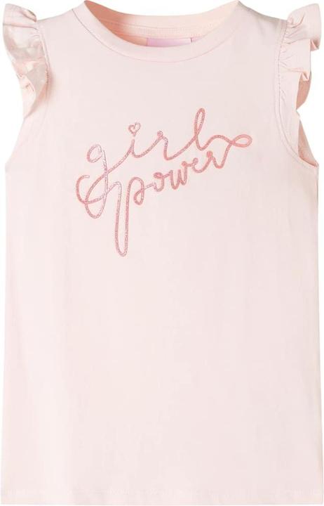 Actual product image vidaXL Children's T-shirt with ruffled sleeves pale pink 116,Material (116)