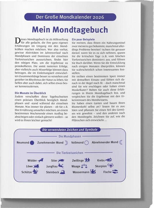 Actual product image Heyne Ludwig Taschenkalender Der grosse Mondkalender Tag für Tag (A5)