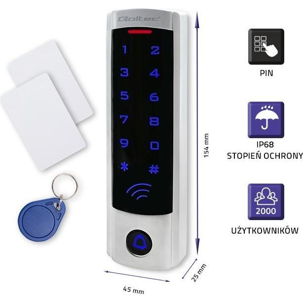 Thumbnail - Qoltec, Zutrittskontrolle, N--QOLTEC 52445 Code lock DIONE with R (Elektronische Zahlenkombination)