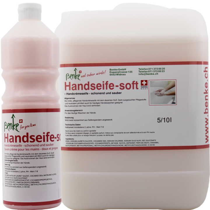 Produktbild Benke Handseife SOFT - schonend und sauber - 1 Liter (Flüssigseife, 1000 ml)